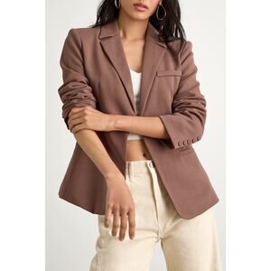 Lulus Hartlyn Brown Fitted Blazer - Size Large